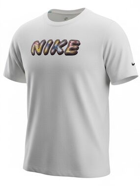 Nike White Tee with Colorful Logo